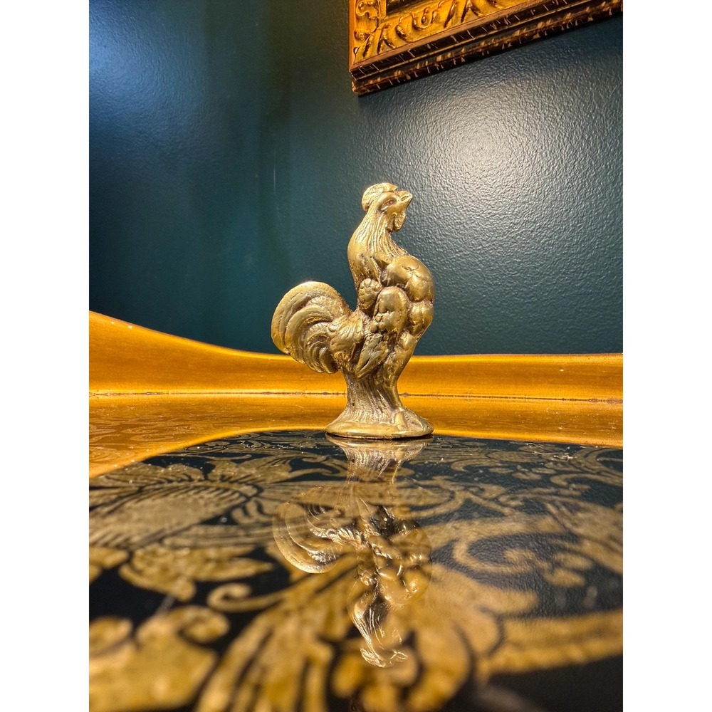 Vintage Solid Brass Rooster Figurine | Small 2.5" Brass‎ Bird Statue